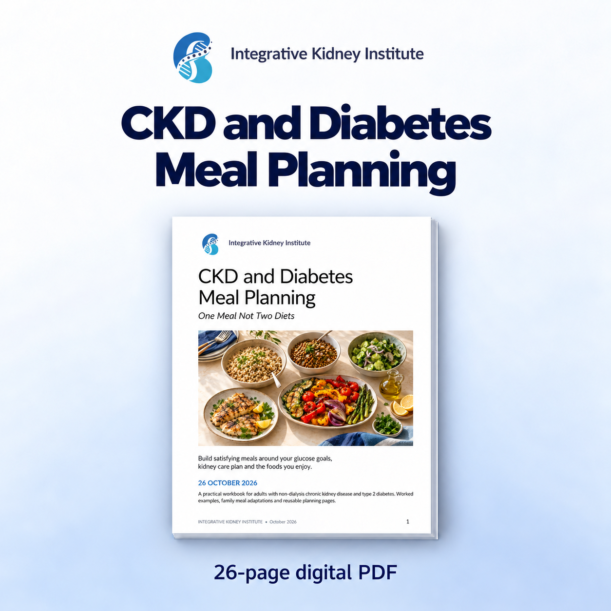 CKD and Diabetes Meal Planning, 26-page digital PDF workbook