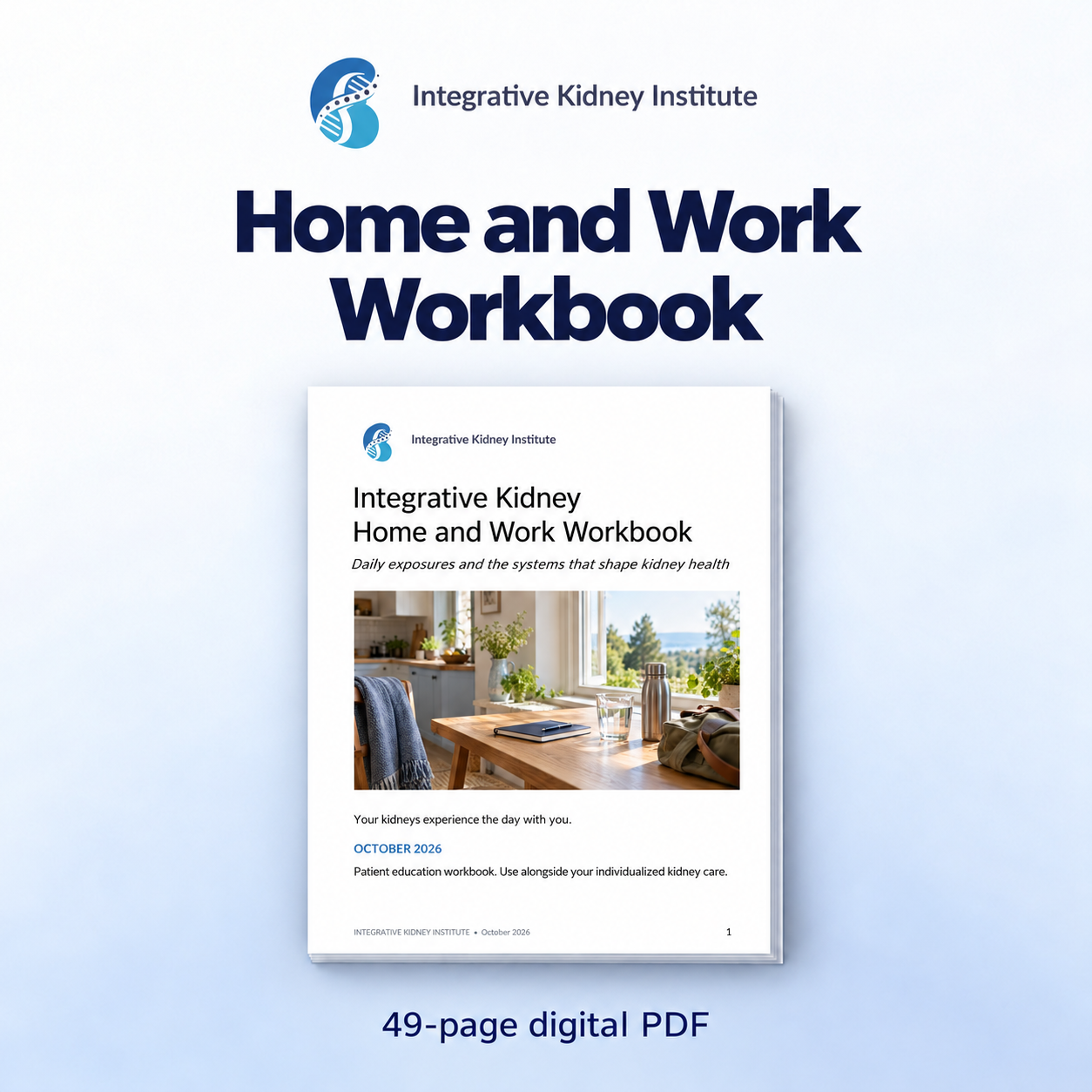Integrative Kidney Home and Work Workbook, 49-page digital PDF